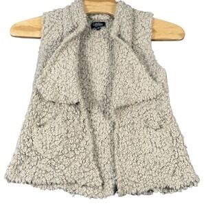 Coffee Shop‎ Small Sherpa Fleece Wubby Woobie Vest Pockets Neutral Boho